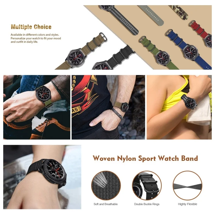 SYA00690901_B3.webp For Samsung Galaxy Watch Active 22mm / S3 Nylon Three-ring Strap - Image 4