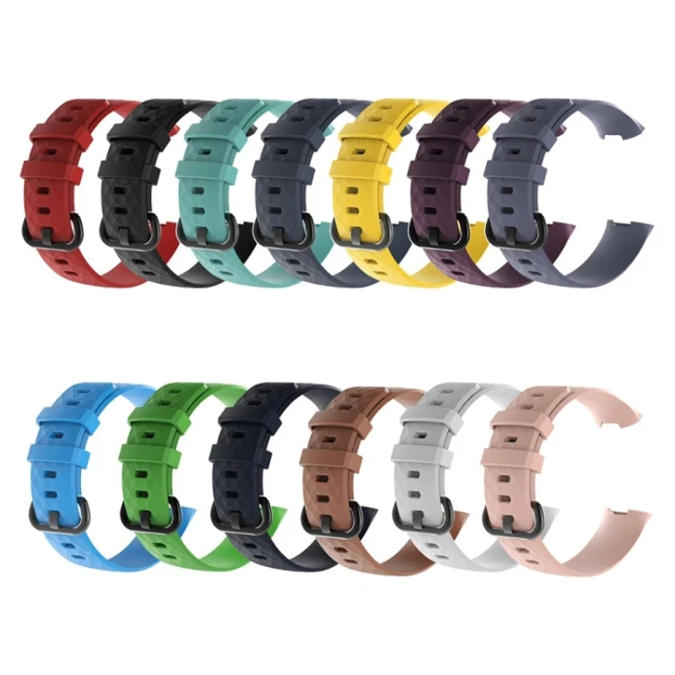 SYA00933501A_3.webp Diamond Pattern Silicone Wrist Strap Watch Band for Fitbit Charge 4 Small Size:190*18mm - Image 5