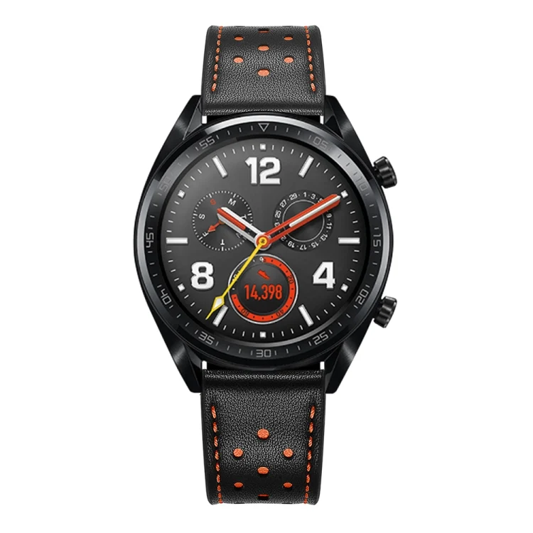 SYA00967401A_2.webp 22mm For Huawei Watch GT2e / GT2 46mm Plum Blossom Hole Leather Strap - Image 4