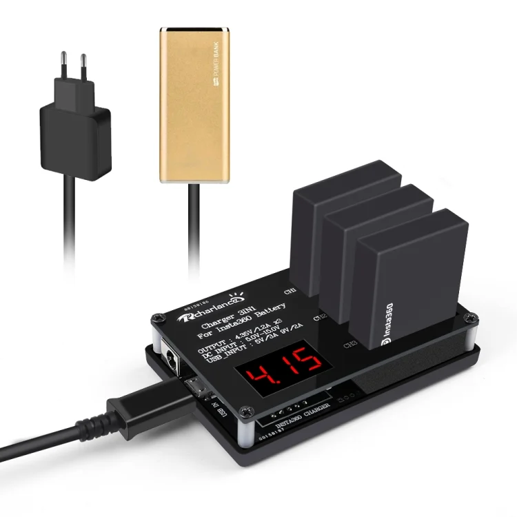TBD0191378401A_2.webp Micro USB 3 PCS Battery Charger for Insta360 ONE X Panoramic Camera - Image 3