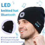 Outdoor Night Running Night Fishing LED Light Illumination Bluetooth 5.0 Knitted Hat - Image 2