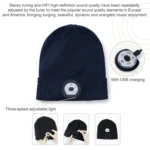 Outdoor Night Running Night Fishing LED Light Illumination Bluetooth 5.0 Knitted Hat - Image 3