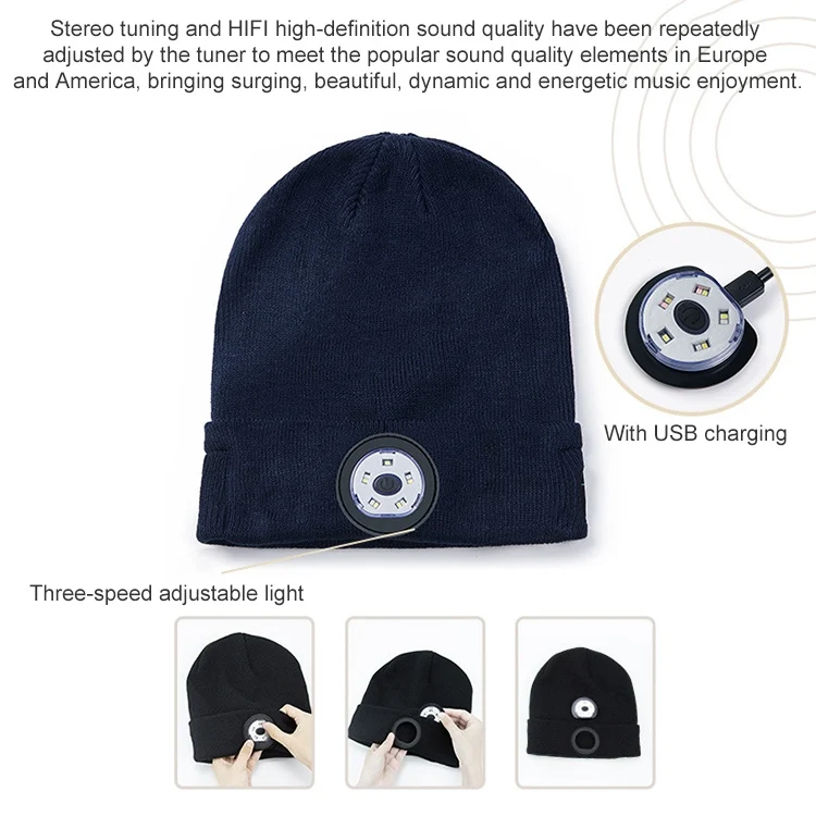 TBD05421102_B2.webp Outdoor Night Running Night Fishing LED Light Illumination Bluetooth 5.0 Knitted Hat - Image 3