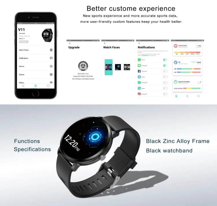 TBD057127601C_7.webp V11 Smartwatch Real-time Heart Rate Blood Pressure Monitor Multi-sport mode Breathing Light Smart Watch for Android IOS Phone - Image 8