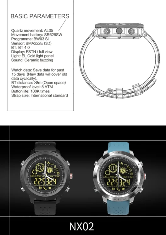 TBD057152601A_12.webp NX02 Sport Smartwatch IP67 Waterproof Support Tracker Calories Pedometer Smartwatch Stopwatch Call SMS Reminder - Image 13