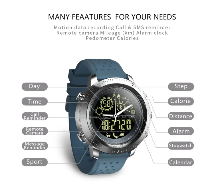 TBD057152601A_4.webp NX02 Sport Smartwatch IP67 Waterproof Support Tracker Calories Pedometer Smartwatch Stopwatch Call SMS Reminder - Image 5