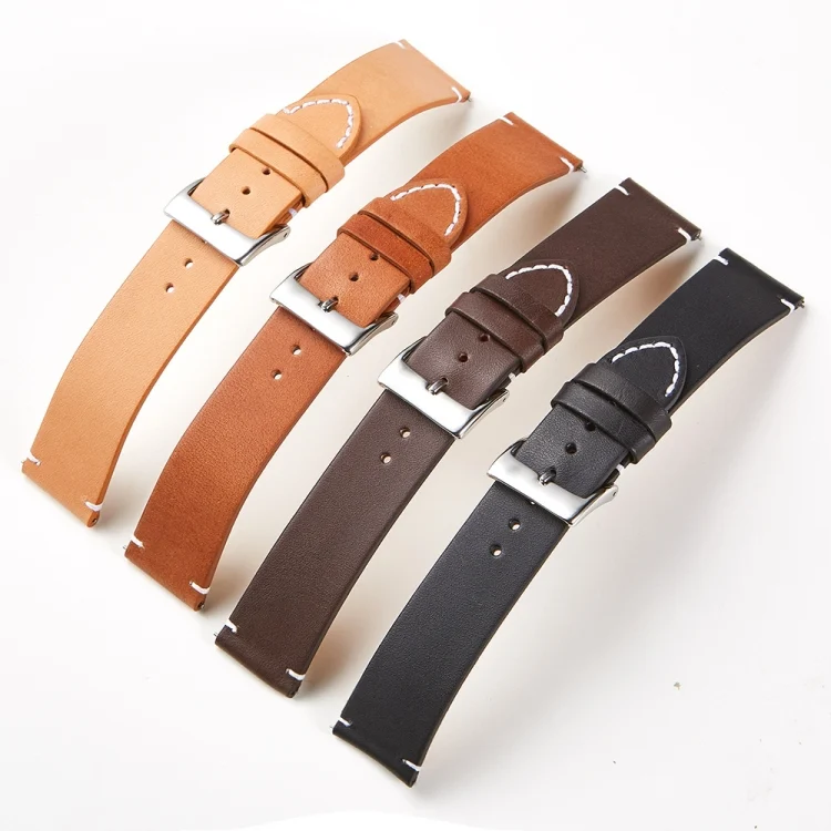 TBD0574128001_B6.webp First Layer Retro Cowhide Frosted Bottom Leather Quick Release Ultra-Thin Universal Watch Strap, Size: - Image 7