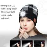 M3-BL Bluetooth LED Music Headset Hat Lady Warm Night Lighting Hat - Image 5