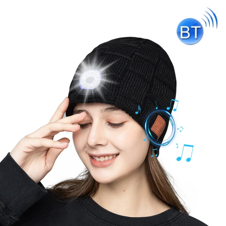 RG5-BL Bluetooth LED Lighting Music Knit Hat Plus Velvet Night Running Lamp Hat