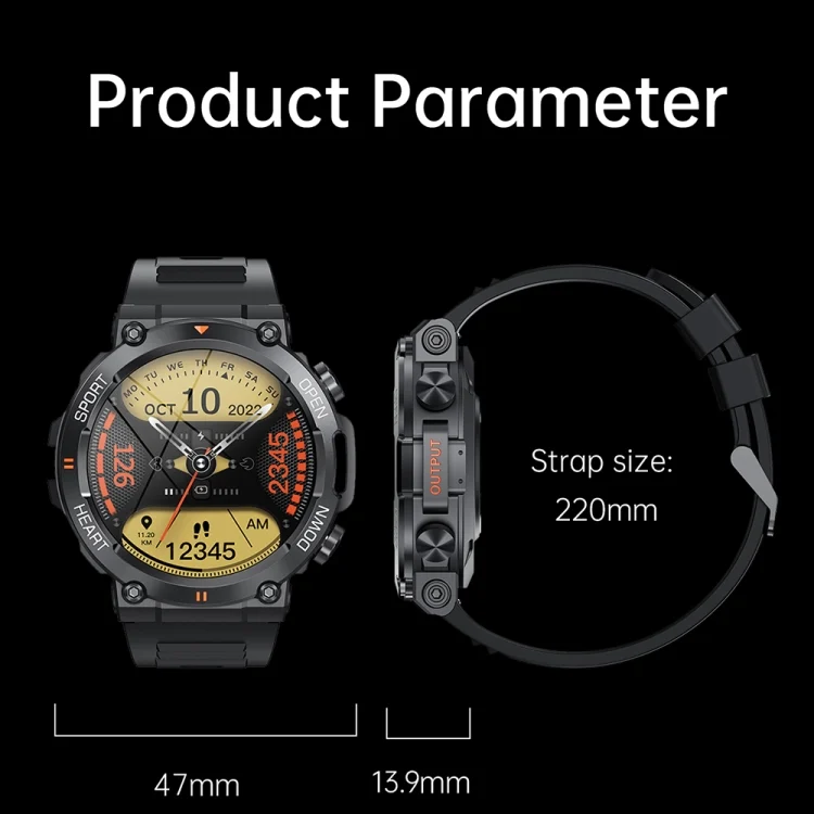 TBD0602917501_B2.webp K56Pro 1.39 Inch Heart Rate/Blood Pressure/Blood Oxygen Monitoring Smart Calling Watch - Image 3