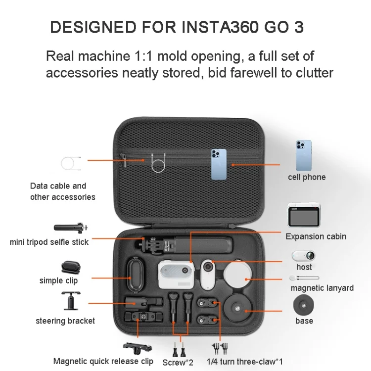 TBD06038672_B5.webp For Insta360 GO 3  XFJI Storage Bag Portable Travel Bag Complete Carrying Case - Image 6