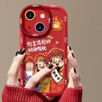 Puffy Phone Case Princess Please Fortune God Of Wealth Drop-Proof Phone Case, For iPhone 15, For iPhone 15 Plus, For iPhone 15 Pro, For iPhone 15 Pro Max, For iPhone 14, For iPhone 14 Plus