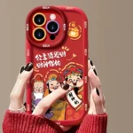 Puffy Phone Case Princess Please Fortune God Of Wealth Drop-Proof Phone Case, For iPhone 14 Pro, For iPhone 14 Pro Max, For iPhone 13, For iPhone 13 Pro, For iPhone 13 Pro Max, For iPhone 12