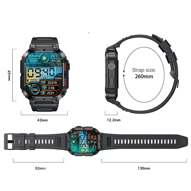 TBD06044088_B2.webp K57 Pro 1.96 Inch Bluetooth Call Music Weather Display Waterproof Smart Watch - Image 3