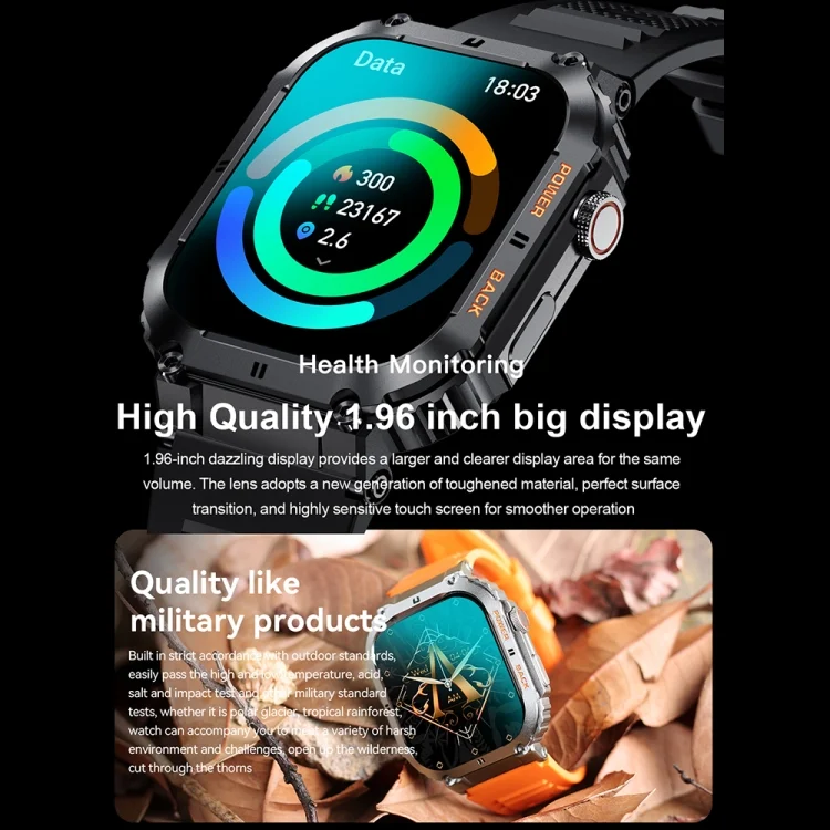 TBD06044088_B4.webp K57 Pro 1.96 Inch Bluetooth Call Music Weather Display Waterproof Smart Watch - Image 5