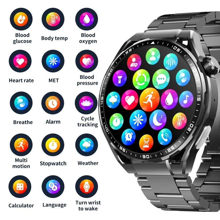 TBD06050328_B4.webp F200 Smart Health Watch ECG Electrocardiogram Blood Sugar Monitoring 1.55 Inch Round Screen - Image 5