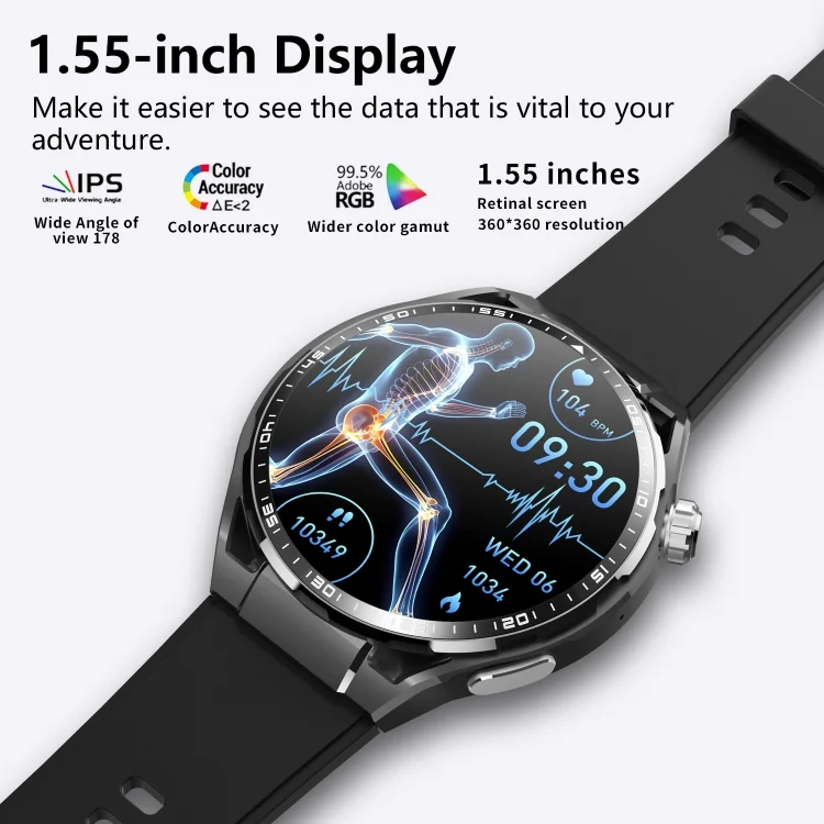 TBD06050328_B5.webp F200 Smart Health Watch ECG Electrocardiogram Blood Sugar Monitoring 1.55 Inch Round Screen - Image 6