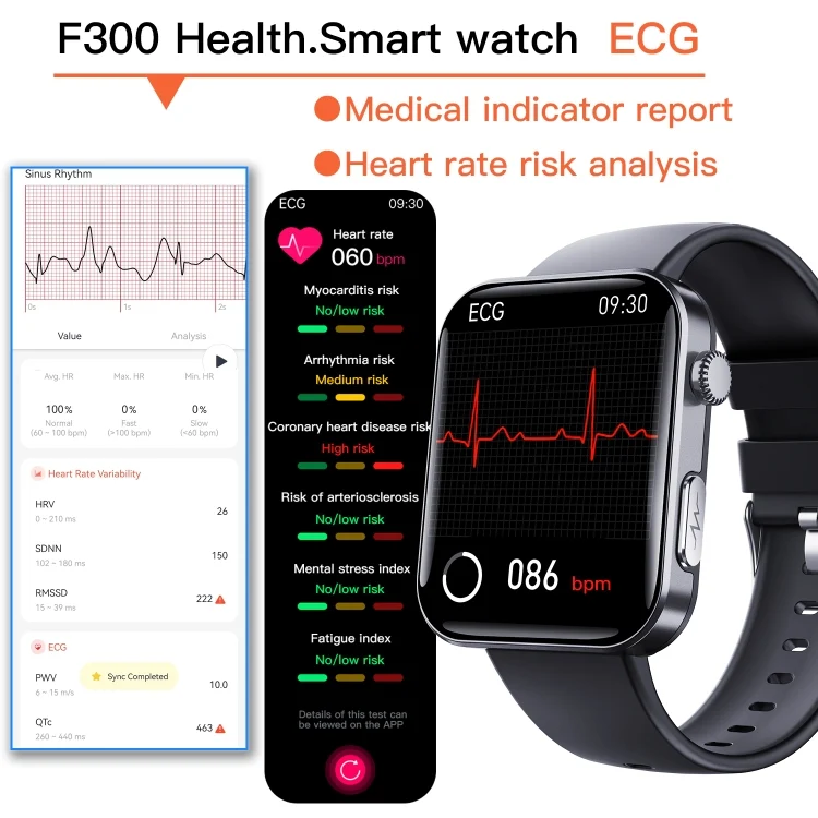 TBD06050383_B9.webp F300  2.1-Inch Screen Smart Watch Supports Bluetooth Calls/ECG/Blood Composition Analysis/50+ Sports Modes - Image 10