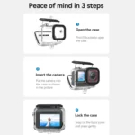 For Insta360 Ace Pro Camera TELESIN 45m Waterproof Case Underwater Diving Housing Cover - Image 8