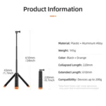 TELESIN 61cm Underwater Buoyancy Bar Retractable Selfie Stick Tripod For GoPro Insta360 DJI OSMO Action Camera - Image 11