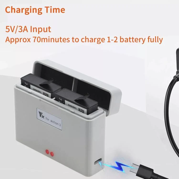 TBD06056270_B1.webp For DJI Action 3 / Action 4 Camera YX 2-Way Charger Battery Manager - Image 2