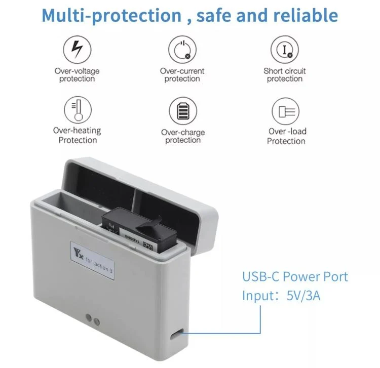 TBD06056270_B3.webp For DJI Action 3 / Action 4 Camera YX 2-Way Charger Battery Manager - Image 4