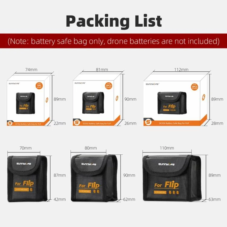 TBD06057043_B6.webp For DJI Flip Sunnylife Battery Explosion Proof Bag Li-ion Safety Storage Bag Flame Retardant Protective Bag - Image 7