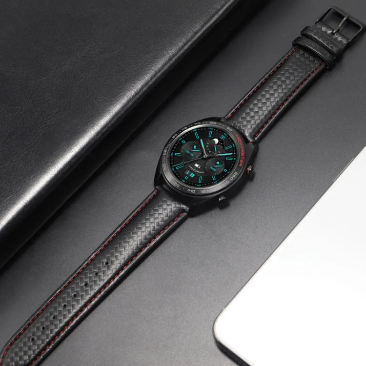 TBD06058153_B1.webp For Huawei / Samsung Galaxy Watch Universal Watch Strap Quick Release Carbon Fiber Leather Watch Band - Image 2
