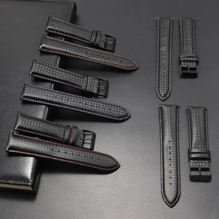 TBD06058153_B2.webp For Huawei / Samsung Galaxy Watch Universal Watch Strap Quick Release Carbon Fiber Leather Watch Band - Image 3
