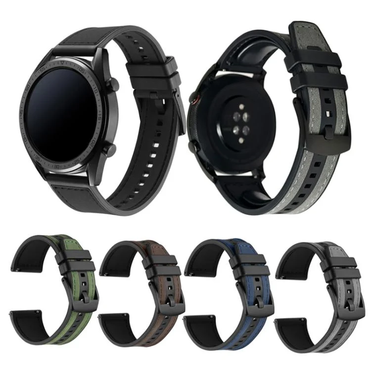 TBD06058265_B1.webp For Samsung Galaxy Watch / Huawei GT3 22mm Universal Quick Release Leather Silicone Strap - Image 2