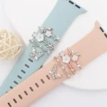 4pcs / Set 22mm Width Smart Watch Silicone Band Decorative Ring Metal Accessories - Image 2