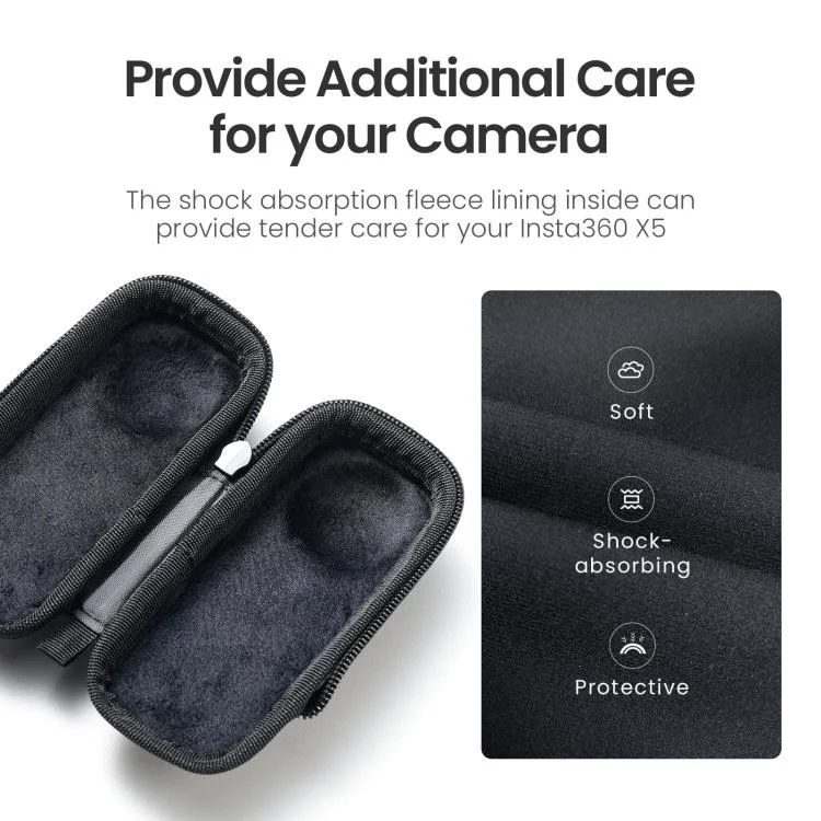 TBD06060257_7.webp For Insta360 X5 Camera aMagisn Storage Bag Hard Shell Protective Case with Carabiner Clip - Image 8