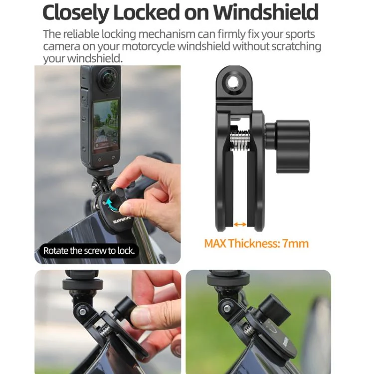 TBD06060355_B6.webp Sunnylife ZJ846 Sports Camera Universal Mount Motorcycle Windshield Clip - Image 7