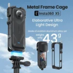aMagisn Metal Cage for Insta360 X5 Wind Noise Reduction, Shockproof Mount with Dual Cold Shoe - Image 3
