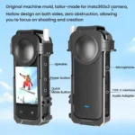 For Insta360 X3 HEPAIL AC62 Metal Rabbit Cage Magnetic Suction Horizontal Vertical Protective Frame - Image 3