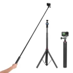 Extendable Selfie Stick Tripod For Action Cameras One-Button Quick Setup Monopod With Wide-Angle View