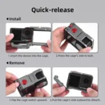 For DJI Osmo Action 5 Pro/4/3 Flymile Metal Protective Cage with Cold Shoe Mount - Image 11