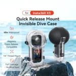 For Insta360 X5 AMagisn 60m/196ft Diving Case Quick-Release Full Invisible Waterproof Underwater Housing - Image 2