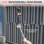 Flymile 15.8-30.8cm Tripod Selfie Stick for Action Cameras With 360-degree Adjustable Ball Head & Cold Shoe - Image 3