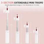Flymile 15.8-30.8cm Tripod Selfie Stick for Action Cameras With 360-degree Adjustable Ball Head & Cold Shoe - Image 6