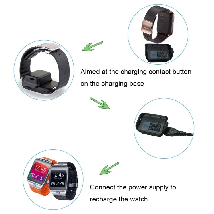 TC1300_8.webp For Samsung Gear 2 R380 Charging Cradle Dock Charger with USB cable(Black) - Image 9