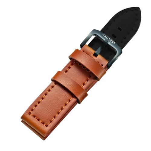 CAGARNY Simple Fashion Watches Band Green Buckle Leather Watch Band, Width: 22mm