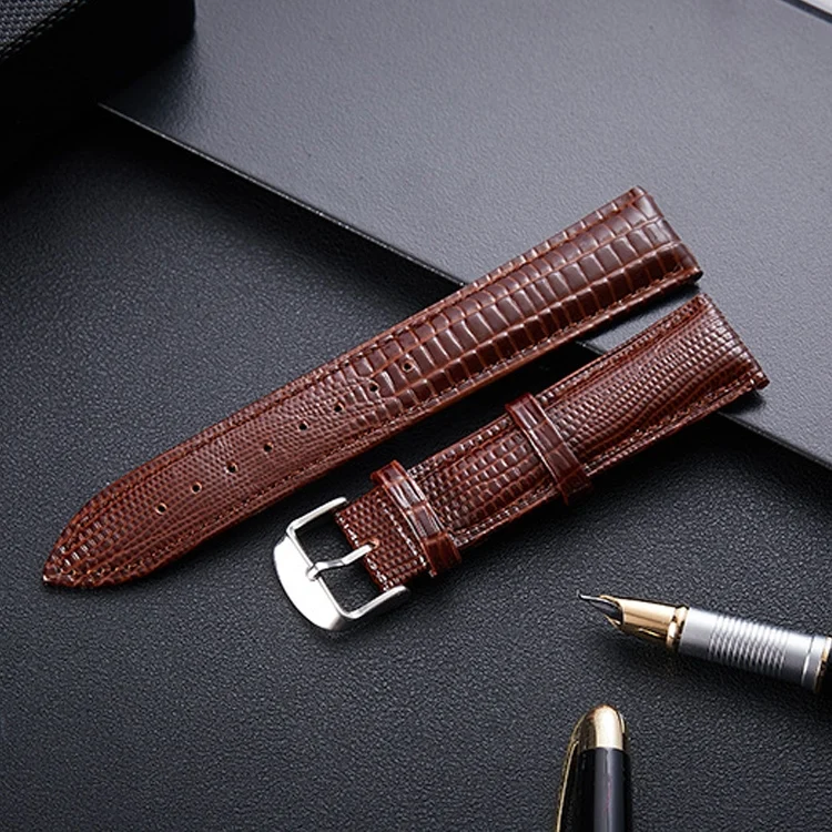 WA3511C.webp Lizard Texture Leather Strap Watch Band, Size: 24mm - Image 1
