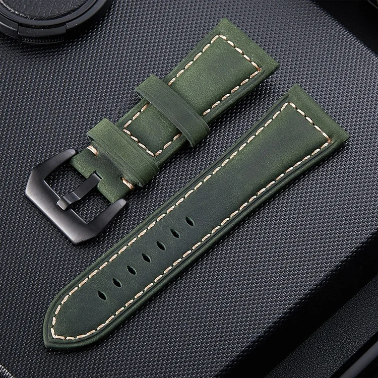 WA6606AG_1.webp Crazy Horse Layer Frosted Black Buckle Watch Leather Watch Band, Size: 20mm - Image 3