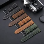 Crazy Horse Layer Frosted Black Buckle Watch Leather Watch Band, Size: 20mm - Image 2