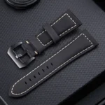 Crazy Horse Layer Frosted Black Buckle Watch Leather Watch Band, Size: 24mm - Image 2