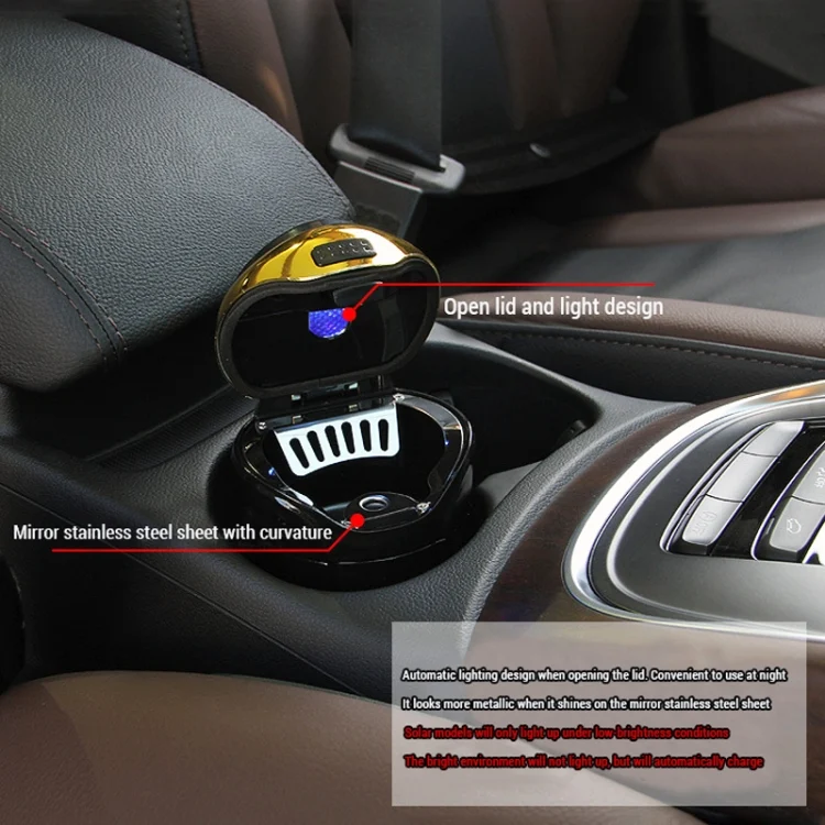CAR2132_B5.webp N12B Car Creative Ashtray Solar Power With Light And Cover Car Supplies - Image 6