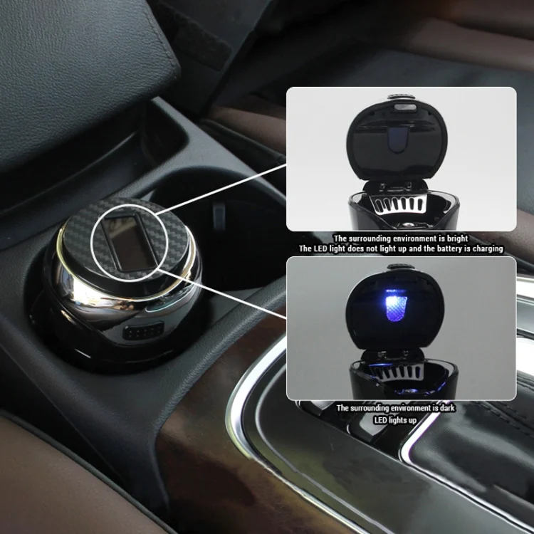 CAR2132_B6.webp N12B Car Creative Ashtray Solar Power With Light And Cover Car Supplies - Image 7