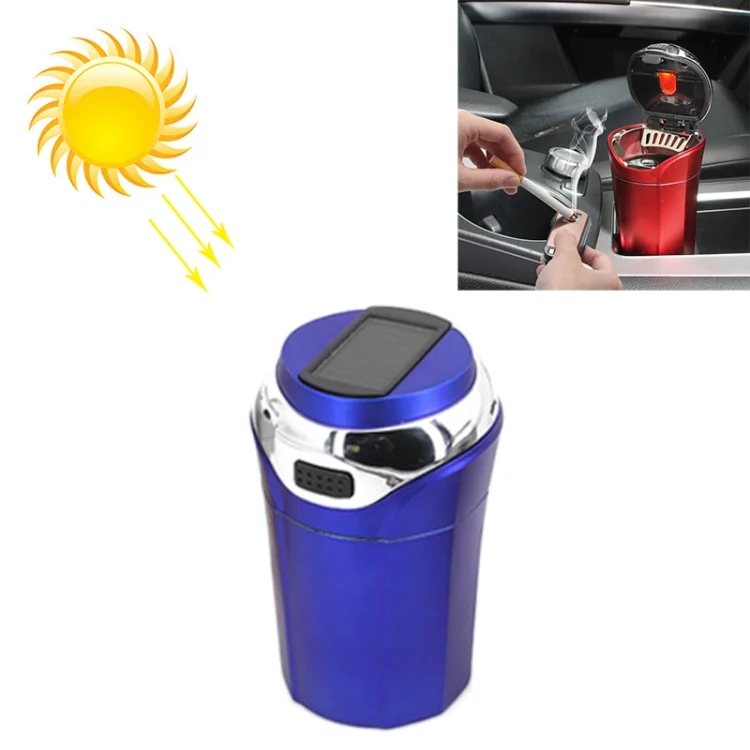 N12E Car Creative Ashtray Solar Power With Light And Cover With Cigarette Liighter