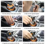 N12E Car Creative Ashtray Solar Power With Light And Cover With Cigarette Liighter - Image 12